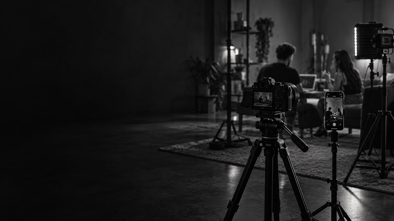 Escena conceptual de un estudio de creación de contenido.